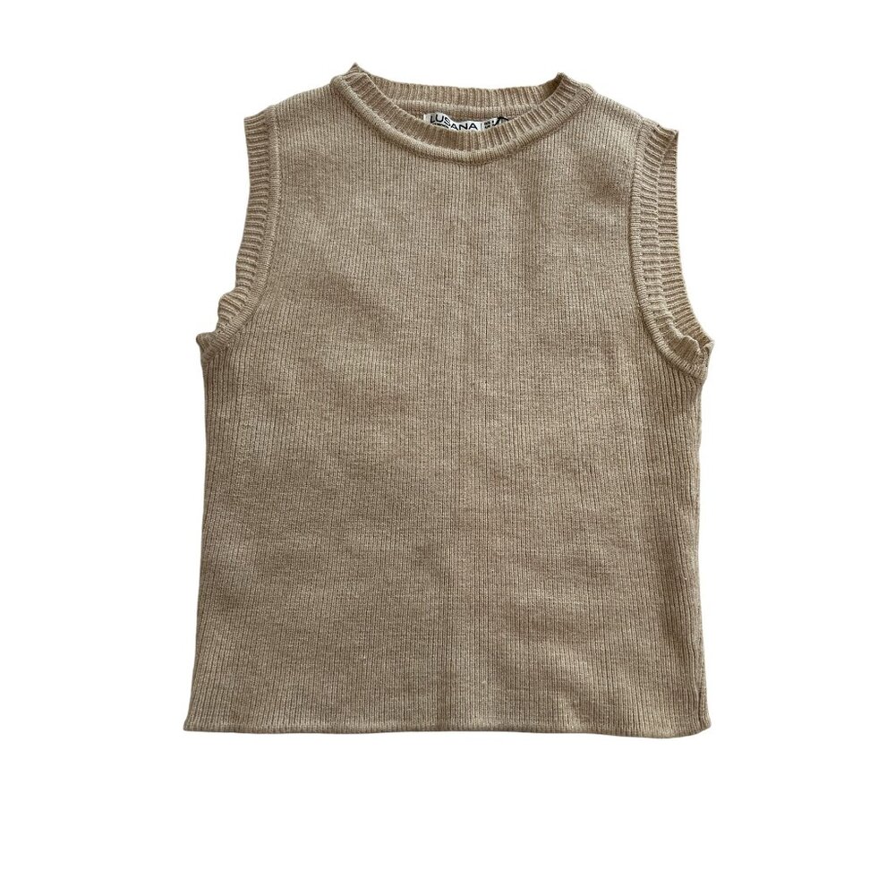 LUSANA Knit Sweater Vest in Cream